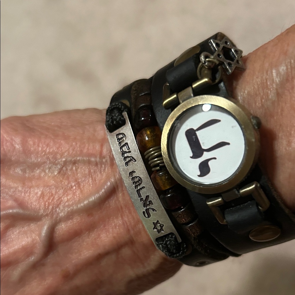 Black and Brown Leather Wrap bracelet